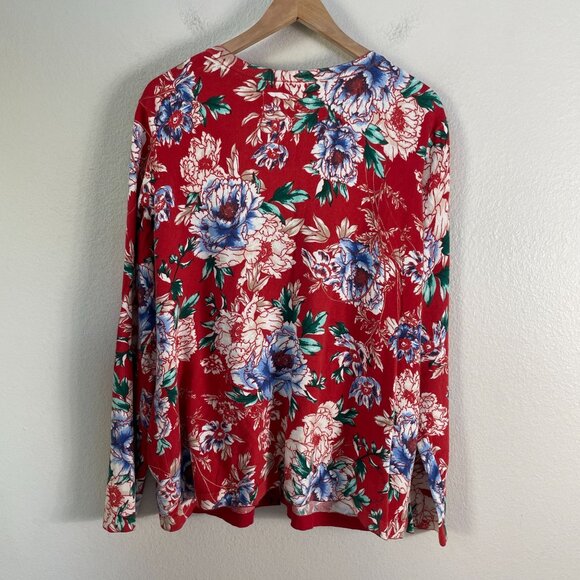 Isaac Mizrahi Live Womens XL Floral Long Sleeve Button Up Cardigan Sweater - Picture 8 of 9